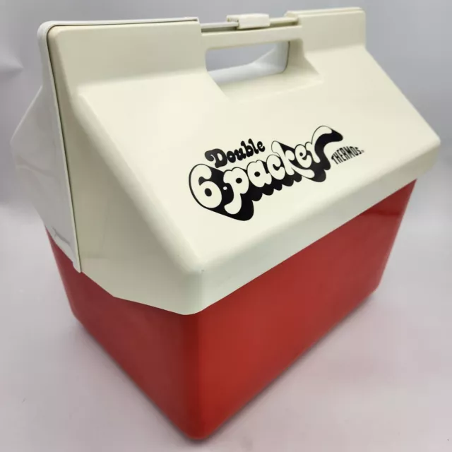 Vintage Thermos Double 6 Packer Cooler Ice Chest Red White 12 QT 7714 USA