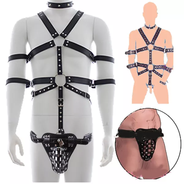 Men Sexy PU Leather Clubwear Body Harness Straps Lingerie Restraint Bondage BDSM 3