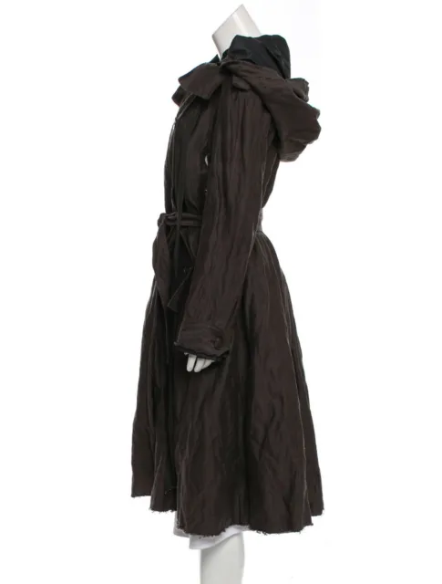DONNA KARAN BROWN Coat Trench Hooded Double Breast Belt $349.58 - PicClick