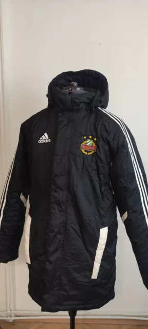 Giacca riscaldante Adidas Rapid Wien da uomo 2012 Stadium Parka con cappuccio lunga nera M