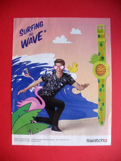Publicite De Presse Swatch Montre Gg218 Surfer La Vague Ad 2015