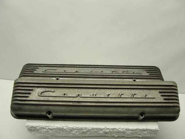 1957 Corvette Fuel Injection FI 7-Fin High Script Aluminum Valve Covers 3726086
