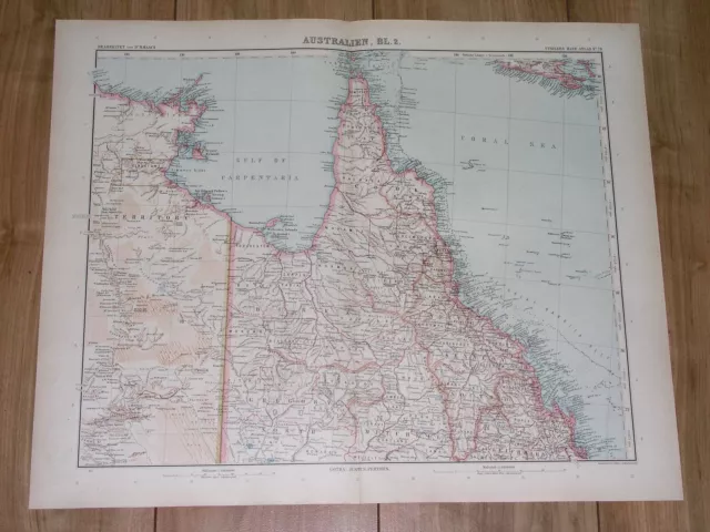 1922 Original Antique Map Of Northern Part Of Queensland / Australia