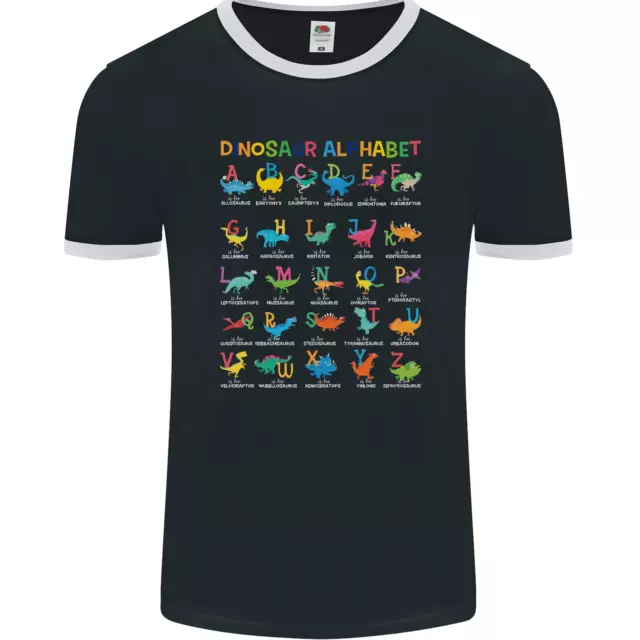 T-shirt ringer da uomo Dinosaur Alphabet T-Rex divertente fotol