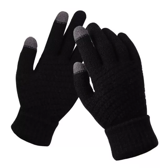 Paire De Gants Doux Et Chaud Tactile (Adulte - Noir)