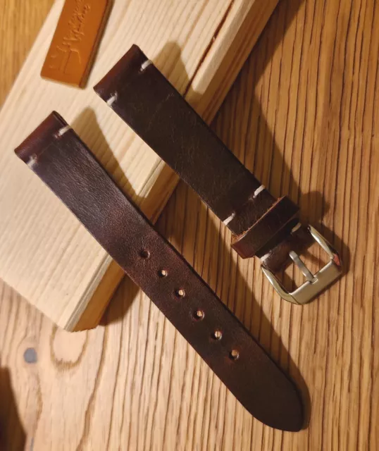 Cinturino Artigianale HandMade 18mm brown Leather Watch Band Made In Italy