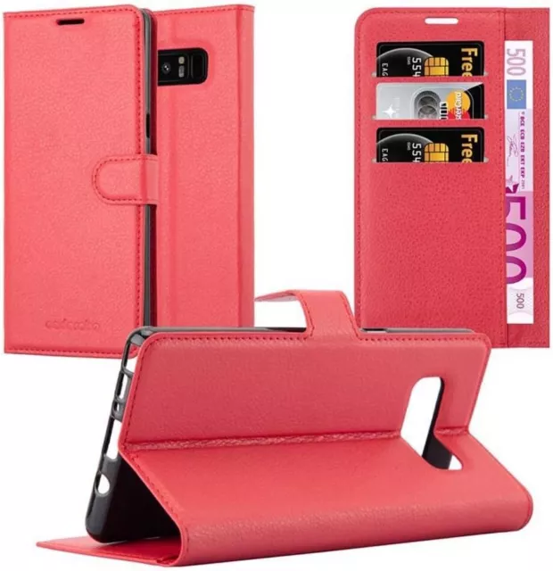 CUSTODIA PORTAFOGLIO LIBRO per SAMSUNG GALAXY NOTE 8 COVER FLIP MAGNETICA ROSSA