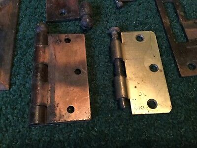 Antique Vtg Brass & Metal Door Hardware Brass Door Plates Misc. Hinge Parts Etc. 3