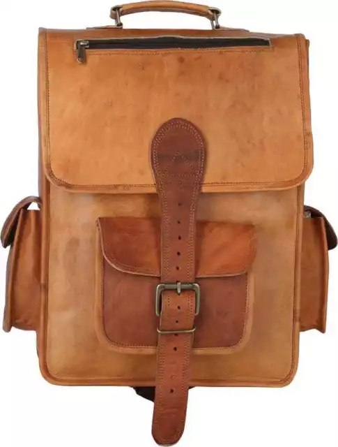 Hombre Niño Bolso de Cuero 16" Portátil Mochila Ordenador Cuaderno Escuela Viaje