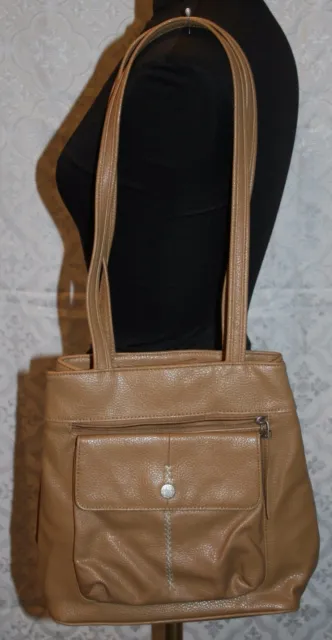 Womens Relic Tan Camel Pebble Leather Purse Handbag Shoulder Bag