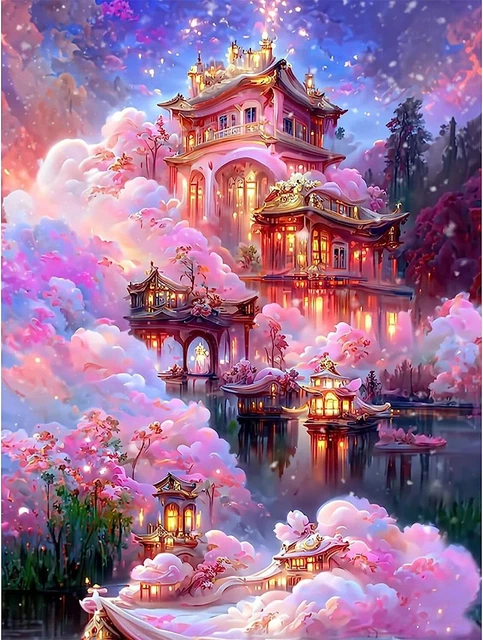 QENSPE 5D Diamond Painting Fantasie Schloss Diamant Painting Bilder Märchen