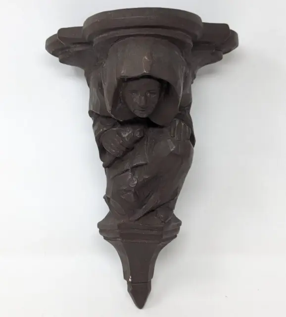 Antique Religious Gothic Medieval Monk Wall Hanging Shelf Sconce Corbel HR21