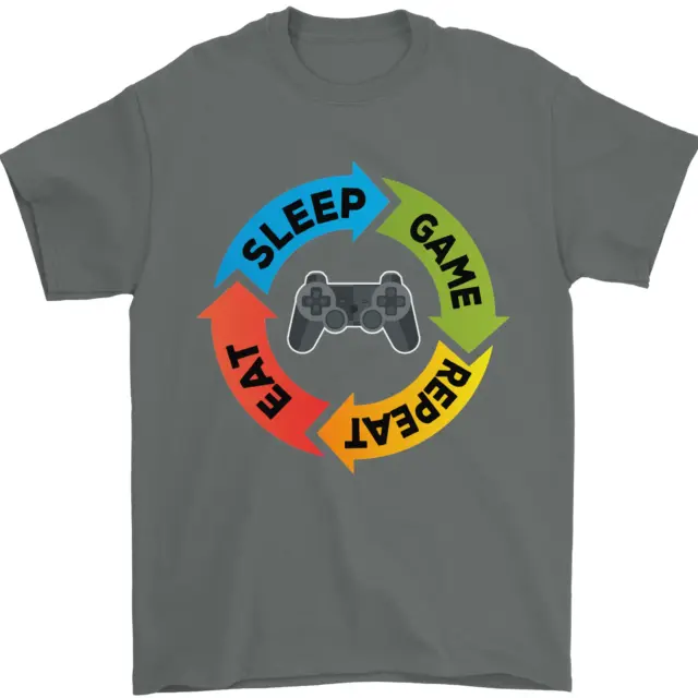 Gamming Eat Sleep Game Repeat Gamer Mens T-Shirt 100% Cotton 5