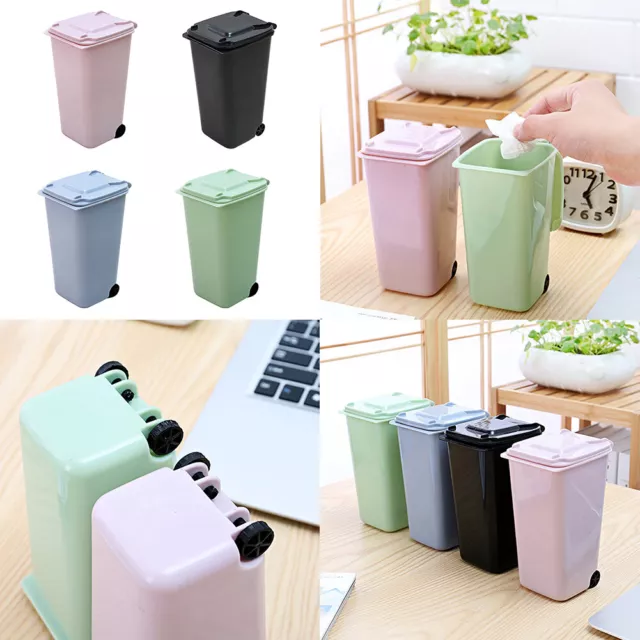 US 4 Pack Small Trash Can Mini Curbside Bin with Lid Desk Organizer Pen Holder