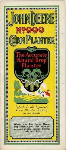 1927 JOHN DEERE BROCHURE "No. 999 Corn Planter" VG