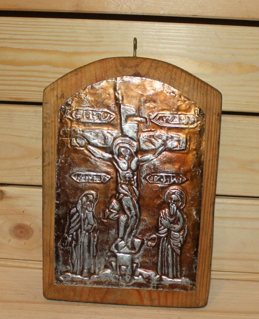 Plaque Métal Vitrail église Jésus - Dimensions 30 X 20 Cm - Décoration Murale Religieuse - Neuf Sans Marque