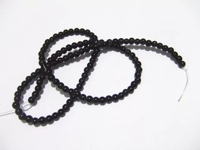 1filo/115pz perline pietra Ossidiana naturale 4mm colore nero bijoux