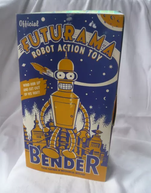 2000 Futurama BENDER Tinplate Clockwork Robot Figure 21cms BOXED 2
