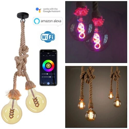 Colgante Cuerda Smart Wifi Lámpara Globo Vidrio E27 LED 10W Luz Decorativo