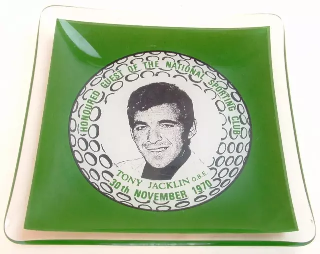 Golf Tony Jacklin 0BE Vintage 1970 Glass Ashtray - Dish National Sporting Club