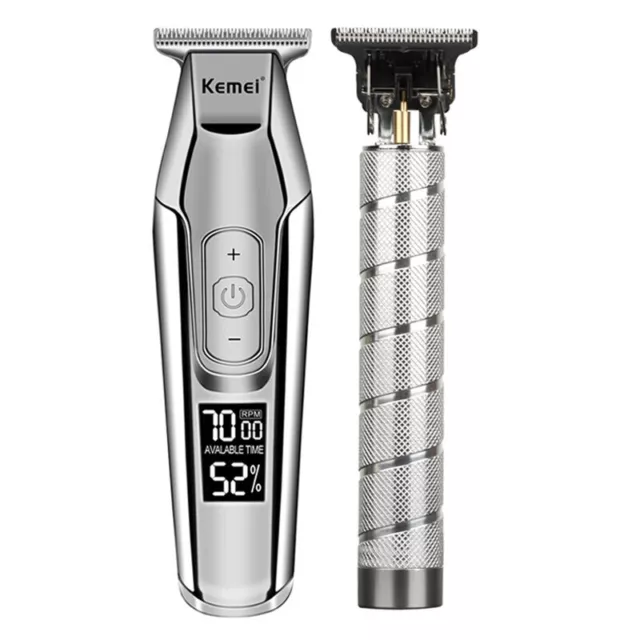 PRO Barber Hair Clipper Shaver Set Electric USB Charging Trimmer Silver Theme