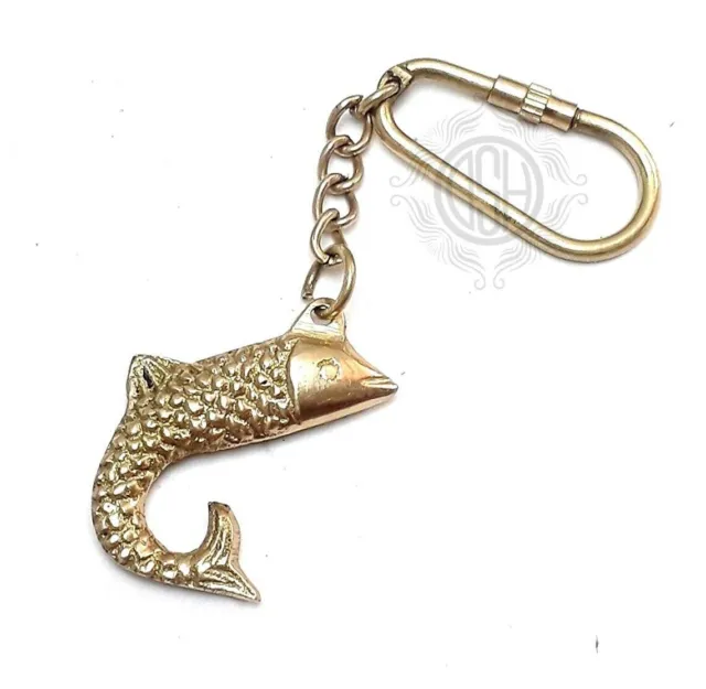 DSH Brass Fish Key chain for Car, Bike, Cycle, For Home Decor Gifting Item.