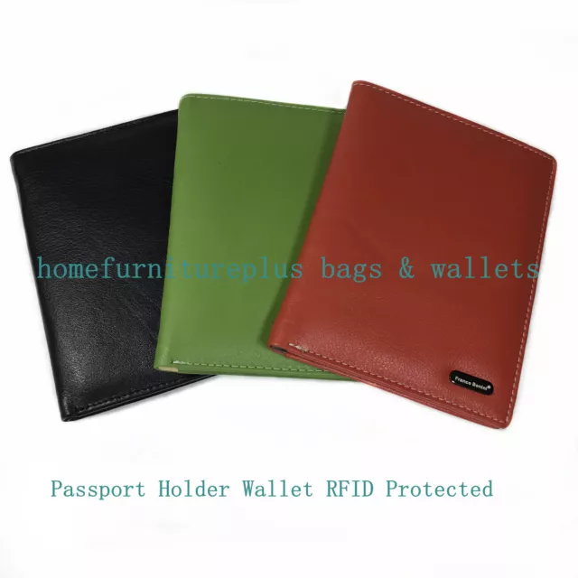 Franco Bonini New Soft Genuine Leather RFID Protected Passport Holder Wallet