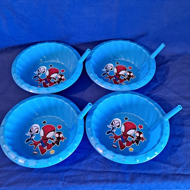 Nuevo ZAK Marvel Lote 4 SPIDERMAN SPIDEY Niños TAZONES Cereal PAJITAS Incorporadas