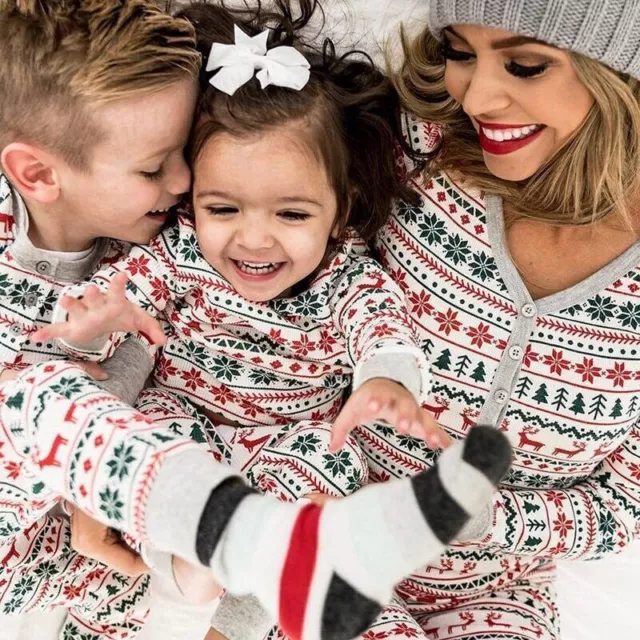 Clothes Christmas Pajamas Set Mother Father Kids Matching Outfits Baby Rompers