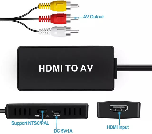 HDMI to RCA Converter, HDMI to AV Composite Video Audio Converter Adapter
