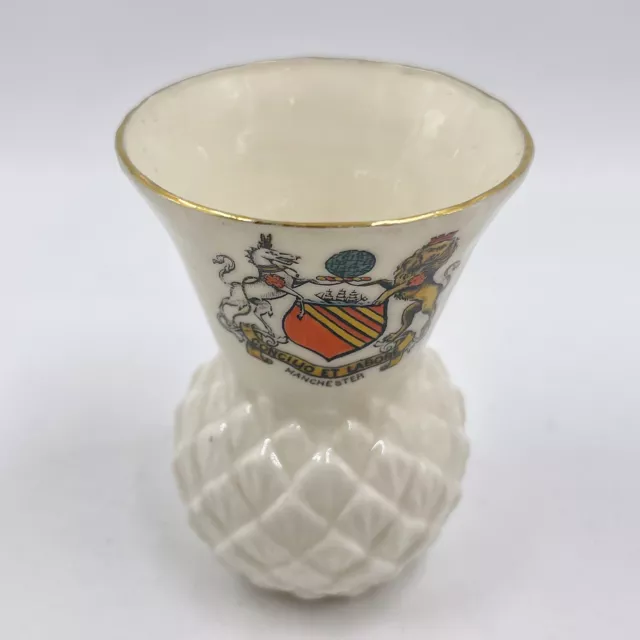 Vintage Wh Goss Crested China Model Of Thistle / Pineapple Vase Manchester Crest 3