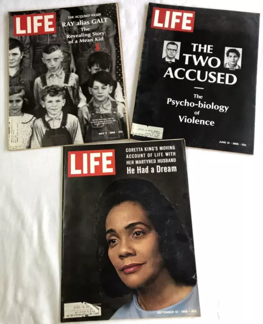Lot Of 3 Life Magazines  Articleson James Eary Ray &Coretta & Martin Luther King