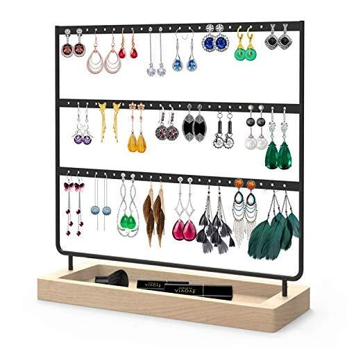 ANNDOFY Earrings Organizer Jewelry Display Stand 3-Tier Earring Holder Rack w...