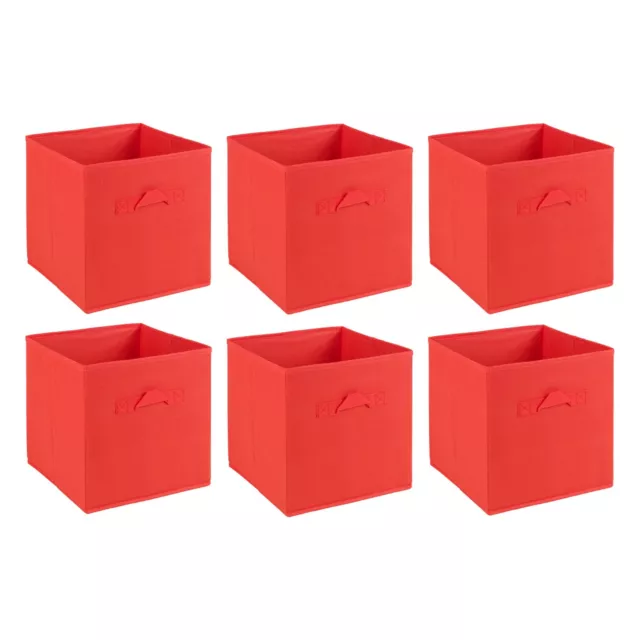 Set Of 6 Collapsible Cube Storage Boxes Kids Toys Carry Handles Basket Organiser