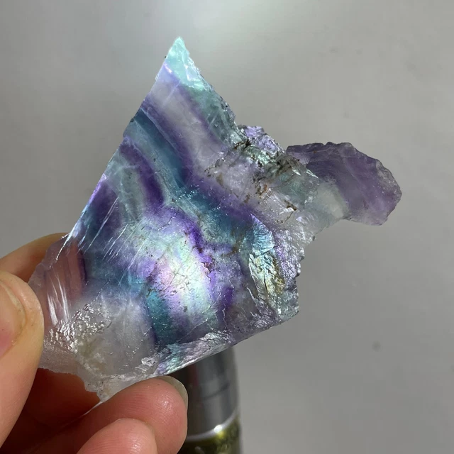 56g Natural beautiful Rainbow Fluorite Crystal Rough stone specimens p1316
