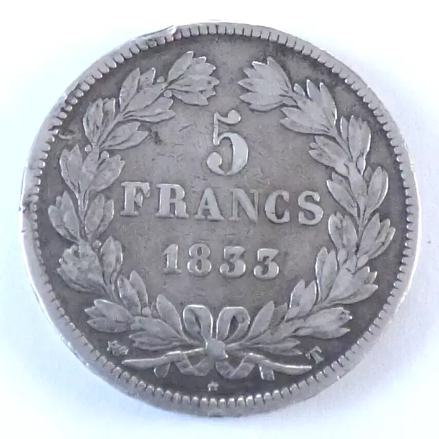 5 Francs, Louis Philippe I, Silber, 1833 T, Frankreich (4212)