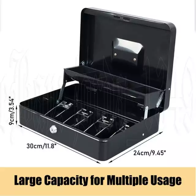 Lockable Cash Box Deposit Slot Petty cash Money Box Safe with 2 keys Portable