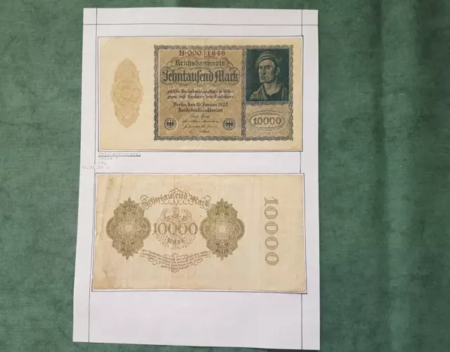 Deutschland, 1922,  10000 Mark, Reichsbanknoten, 2 Scheine