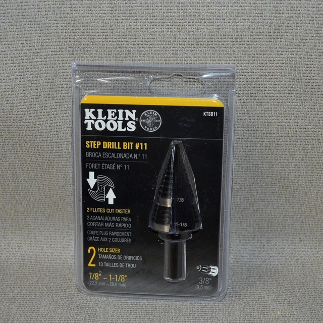 Klein Tools KTSB11 ~ 1.125 in. High Speed Steel Double Flute Step Drill Bit