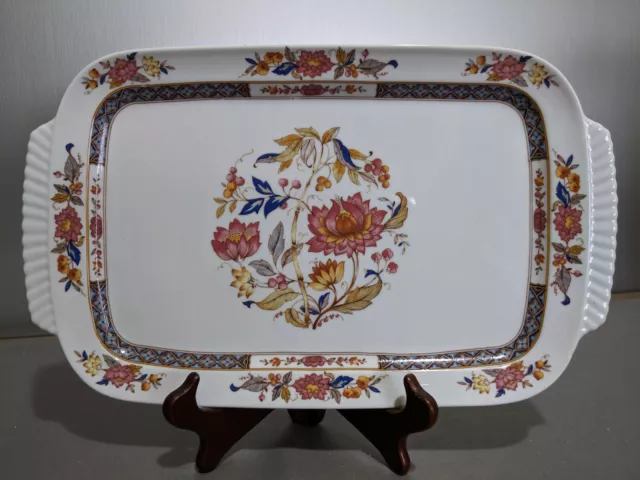 Aloya Porcelain Platter Made In Spain Floral Design Rectangle 15 1/4" By 9 1/4"