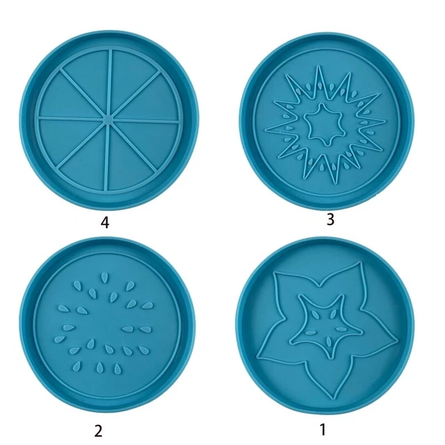 Flower Fruits Pattern Coaster Mold Epoxy Resin Casting Molds for Home Decoration