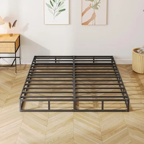 BED BOX SPRING High, Low Metal Bed Frame with RoundCorner Design, Full
