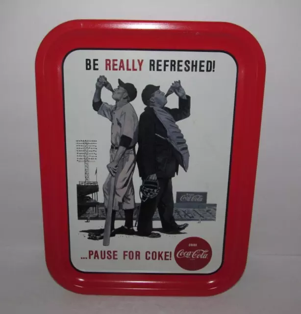 Coca Cola 1992 Tin Serving Tray Baseball Be Really Refreshed Pause For Coke