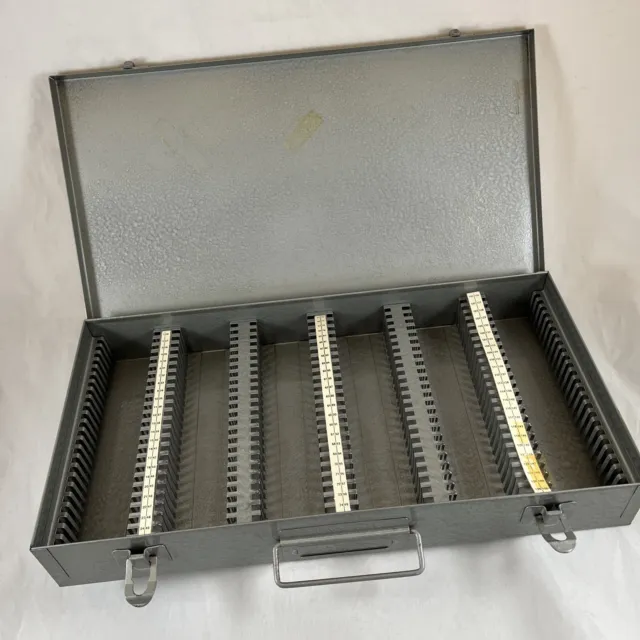 Vintage Brumberger 35mm Slide Storage Box Metal Case Multi Slide Capacity 150