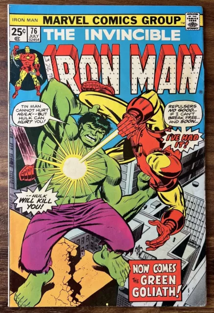 The Invincible Iron Man #76 Marvel Comics 1975 Bronze Age Hulk Green Goliath