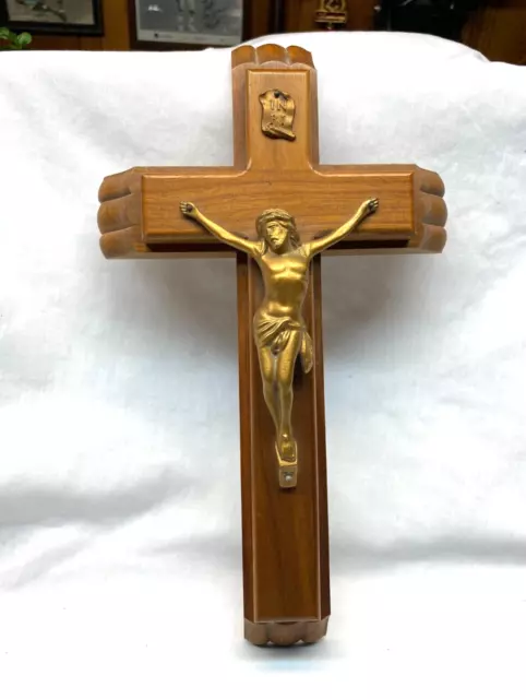 Vintage Wood / Wooden Wall Crucifix Cross Last Rites Sick Call Box/Set Catholic