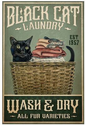 Black Cat Laundry Est 1957 Wash And Dry All Fur Varieties Clothes Basket Poster