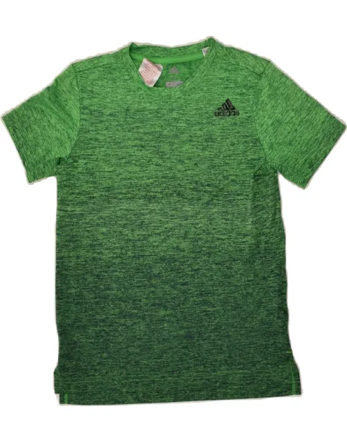 ADIDAS Boys T-Shirt Top 9-10 Years Green Flecked Polyester AR17