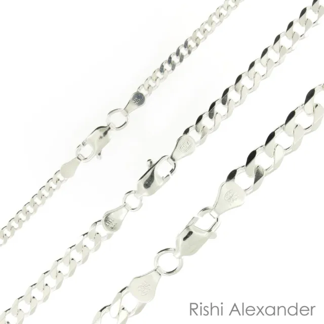 925 Sterling Silver Curb Cuban Mens Womens Chain Necklace .925 Italy All Sizes