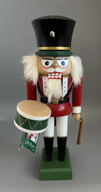 New E.M. MERCK Made in GERMANY Drummer Soldier Nutcracker 9" Old World Christmas